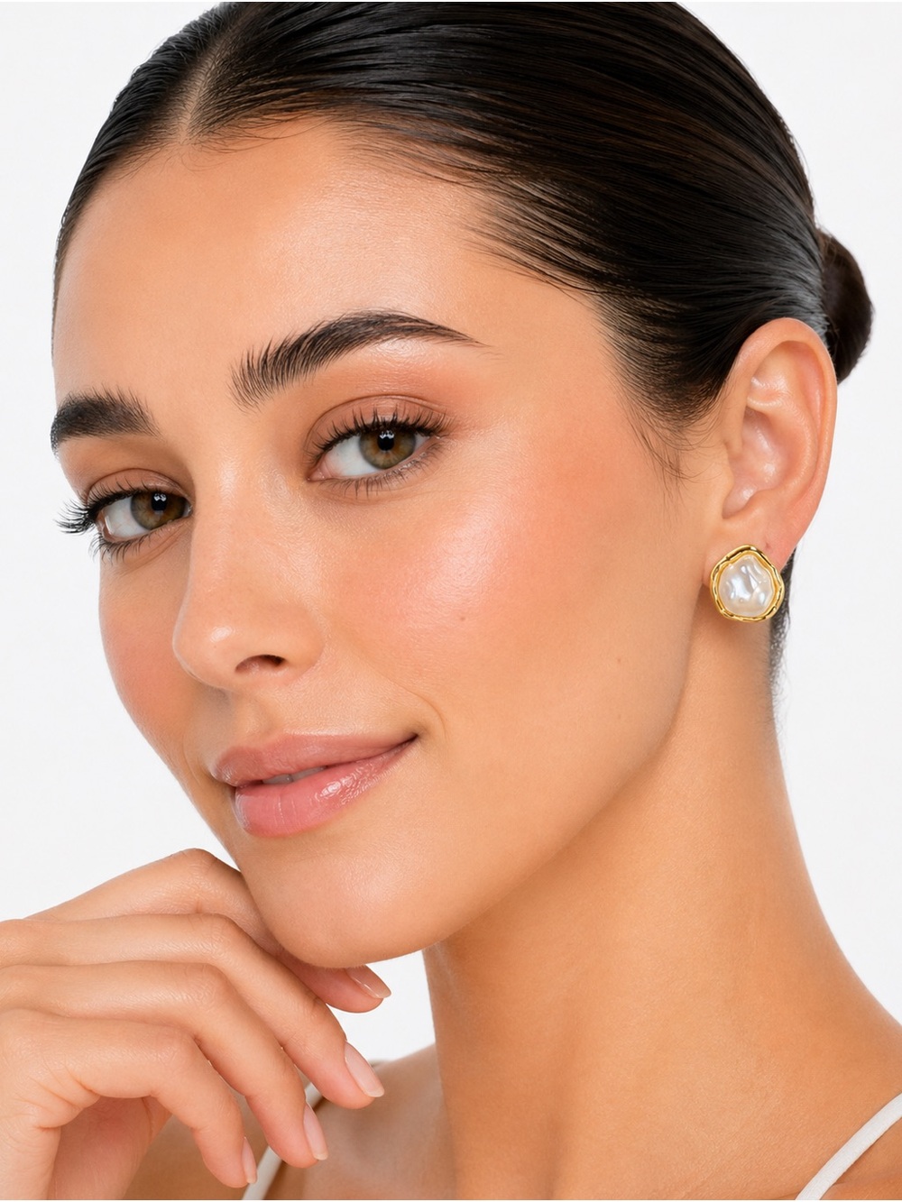 Gold and Pearl Stud Earrings - Classic Women's Jewelry